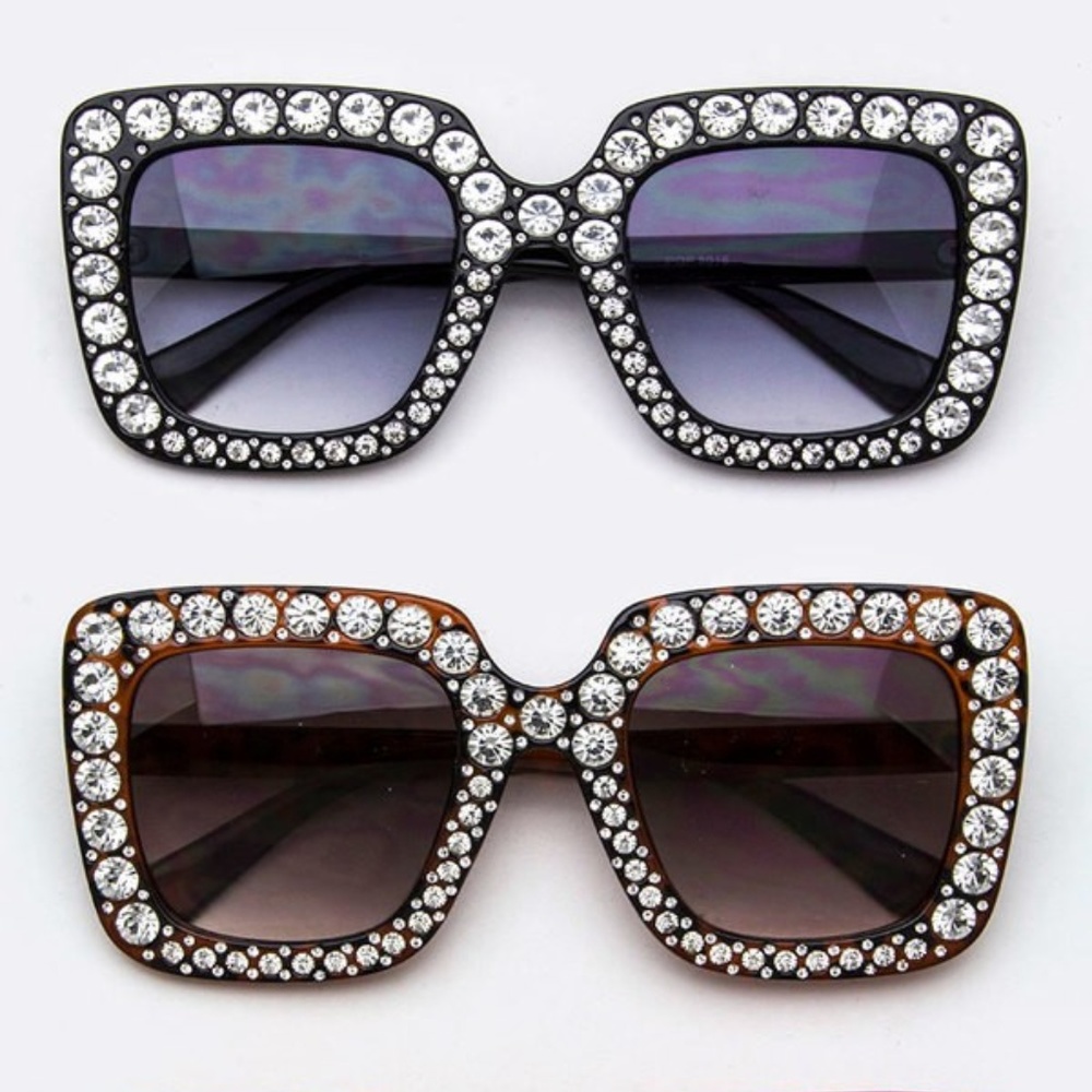 Pave Crystal Fashion Square Sunglasses